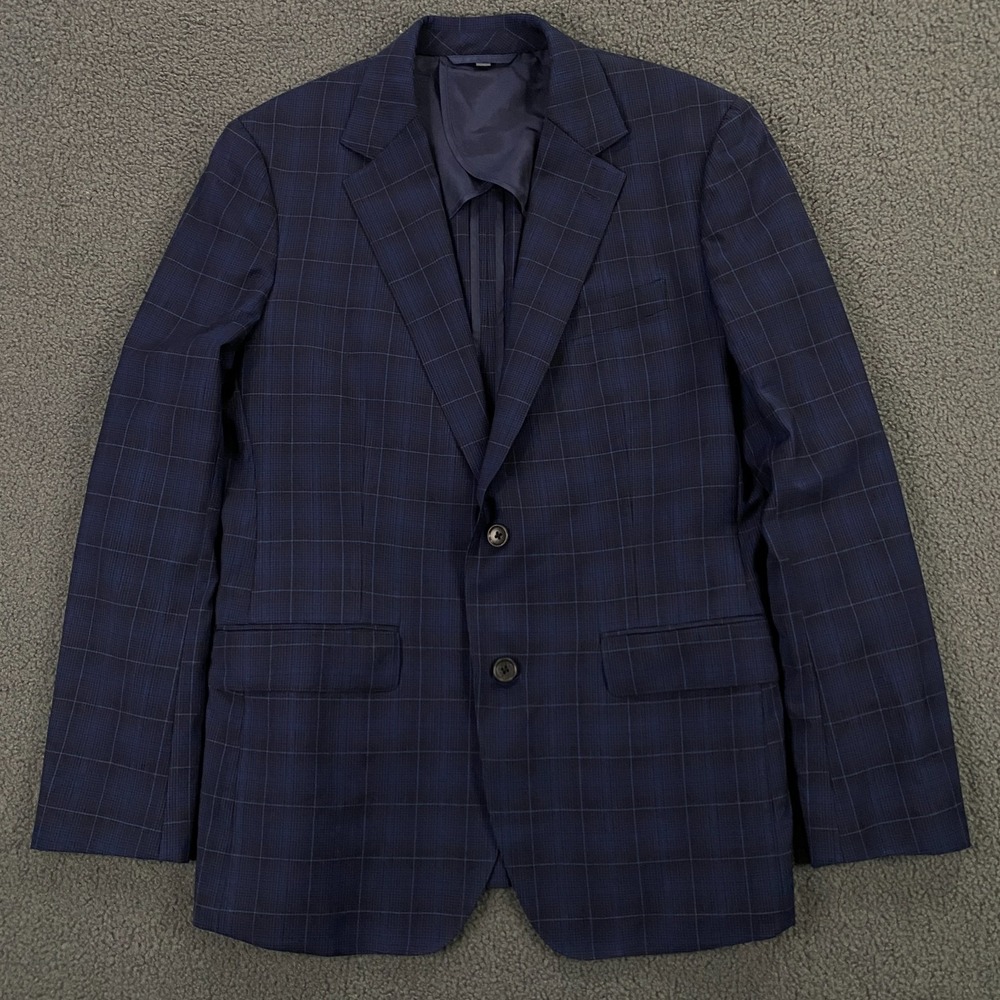 Bonobos Blazer Mens 40R Slim Fit Lanificio Comero Wool Plaid Blue Suit Jacket‎